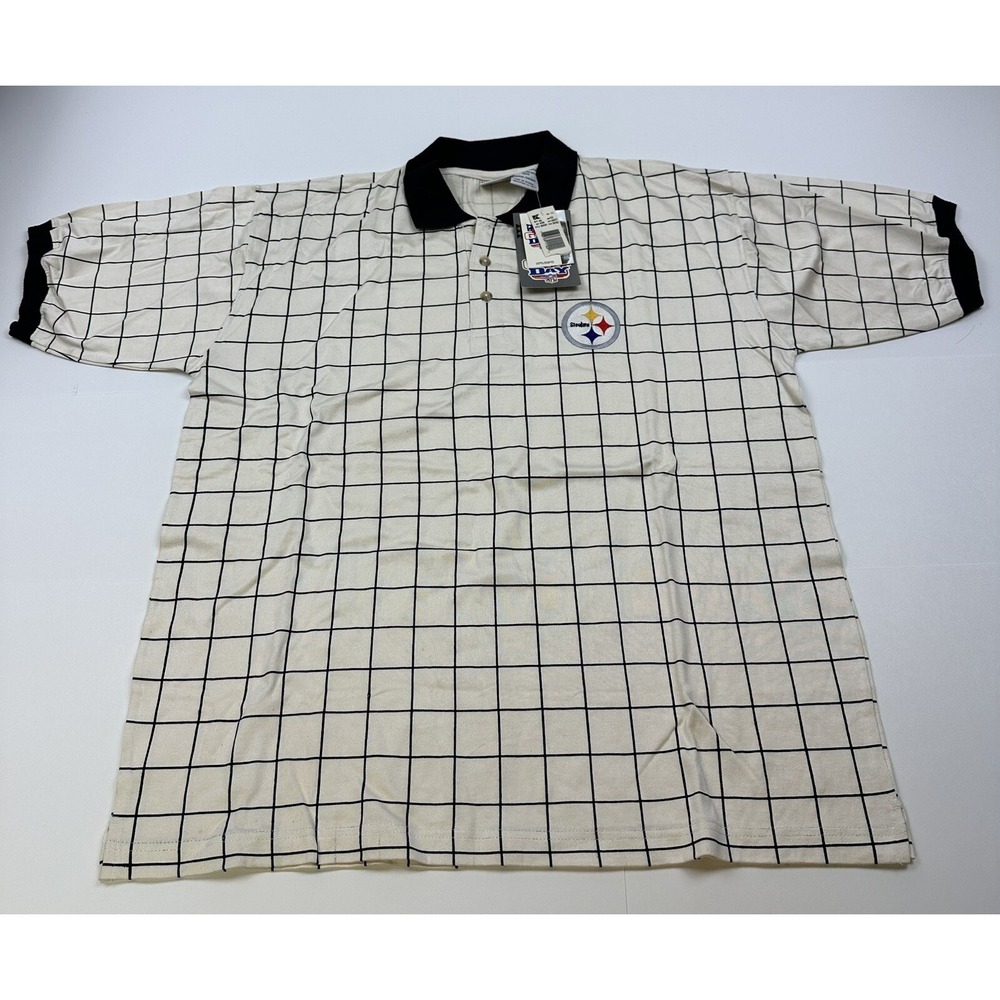 NWT Vintage NFL Pittsburgh Steelers Mens Short Sleeve Polo Shirt Size Large